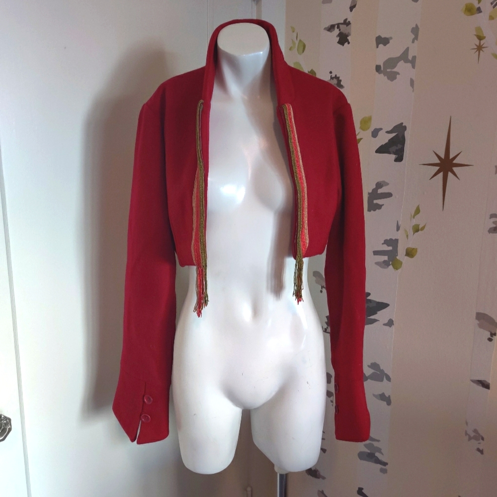 Women's Cranberry Red Wool Bolero Jacket M